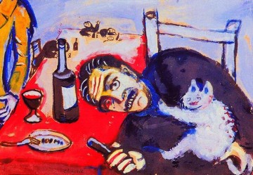  mann - Mann am Tisch Zeitgenosse Marc Chagall